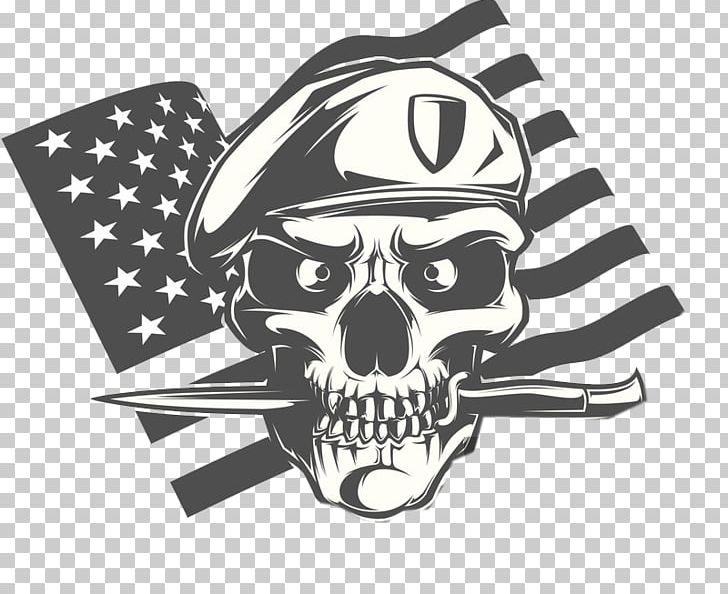 T-shirt Skull Military Beret PNG, Clipart, Beret, Black, Black Hair, Black White, Emblem Free PNG Download