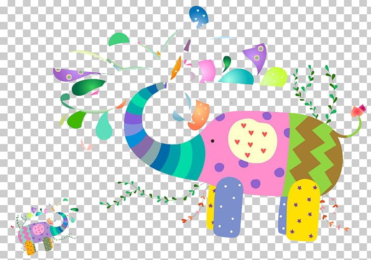 Cartoon Elephant Wall Decal Pattern PNG, Clipart, Animals, Art, Big Tree, Cartoon Character, Cartoon Cloud Free PNG Download