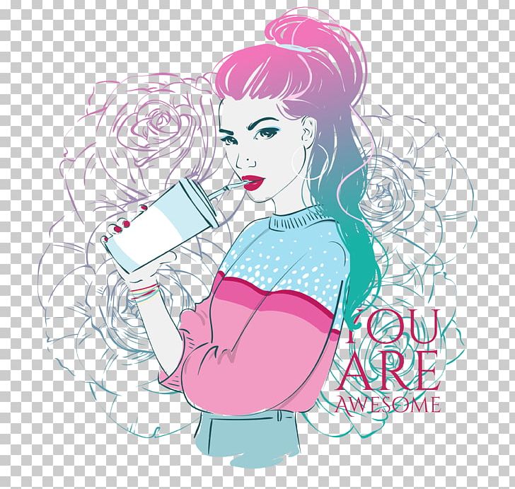 Illustration PNG, Clipart, Adult, Drinking, Drinking Straw, Fashion Illustration, Fictional Character Free PNG Download