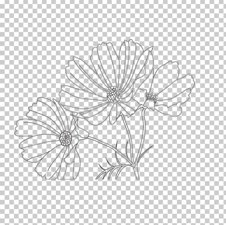 Floral Design Cut Flowers Pattern PNG, Clipart, Area, Art, Artwork, Black, Black And White Free PNG Download