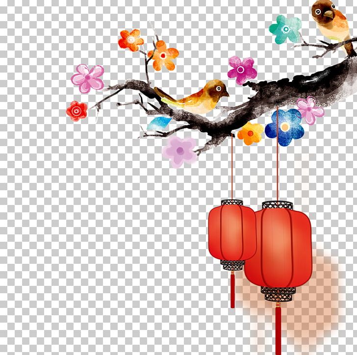 Chinese New Year Watercolor Painting Taobao PNG, Clipart, Art, Bird, Branch, Chinese, Chinese Border Free PNG Download