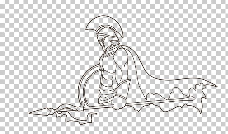 Spartan Army Spear Drawing PNG, Clipart, Angle, Arm, Art, Artwork, Black And White Free PNG Download
