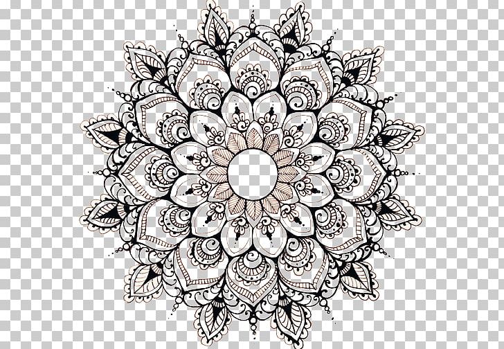 Mandala Floral Design Drawing Art Circle PNG, Clipart, Art, Artwork, Batik, Black And White, Circle Free PNG Download