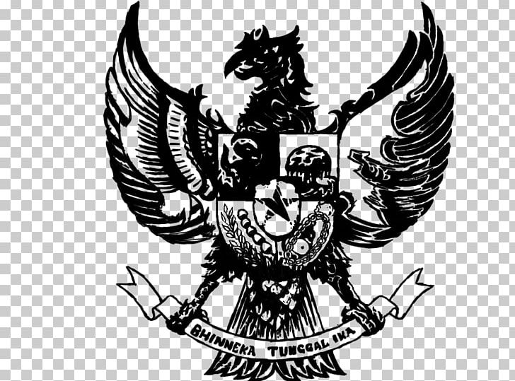 Logo National Emblem Of Indonesia White PNG, Clipart, Bird, Bird Of Prey, Black And White, Crest, Deviantart Free PNG Download