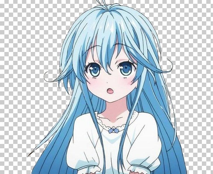 Blue haired anime girl characters
