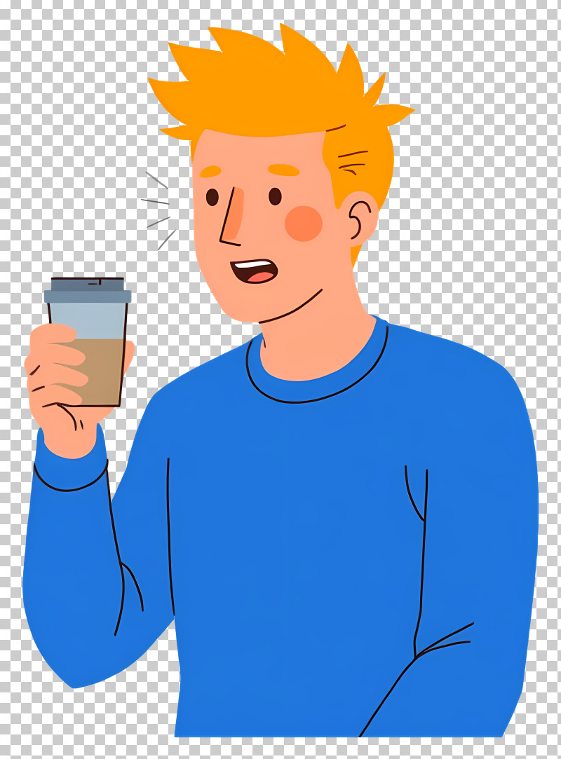 Relaxing Man With Coffee - Animated Man With Coffee Cup PNG