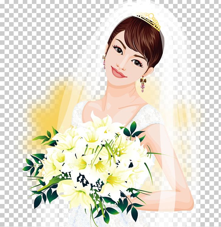 Contemporary Western Wedding Dress Cartoon PNG, Clipart, Black Hair, Black  White, Bride, Brides, Flower Free PNG