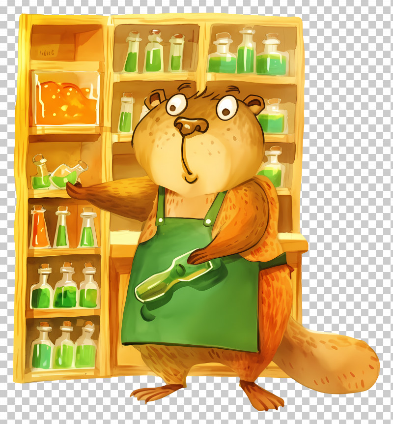 Cute Chipmunk - Beaver With Potions In Shop PNG
