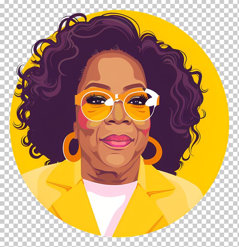 Oprah Winfrey - Illustration Of A Woman With Glasses PNG