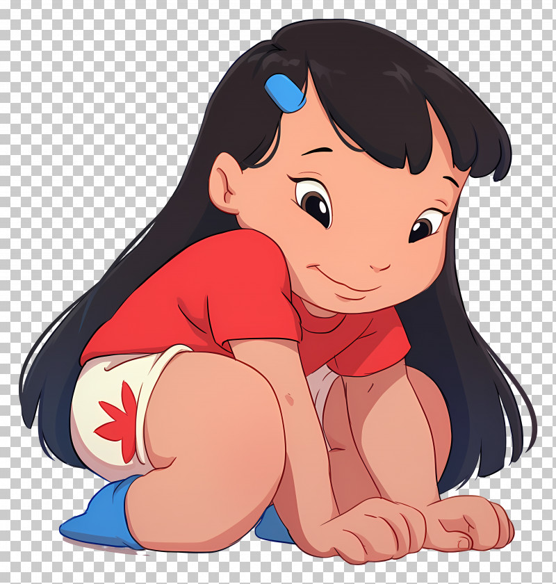 Lilo Pelekai - Cute Cartoon Girl Sitting With A Friendly Smile PNG