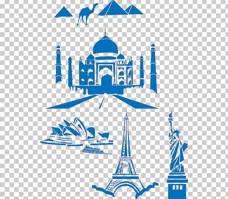 Taj Mahal Eiffel Tower Statue Of Liberty Landmark PNG, Clipart, Area, Black And White, Brand, Eiffel Tower, Graphic Design Free PNG Download