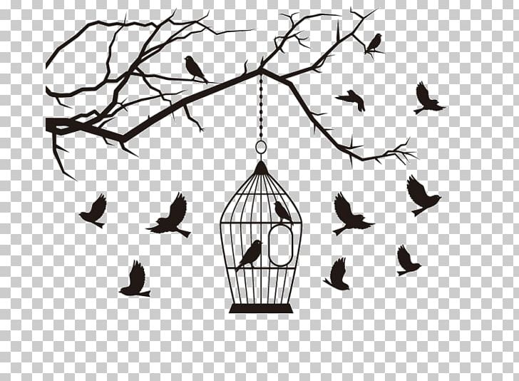 Birdcage PNG, Clipart, Bird, Bird Cage, Birds, Black And White, Branches Free PNG Download