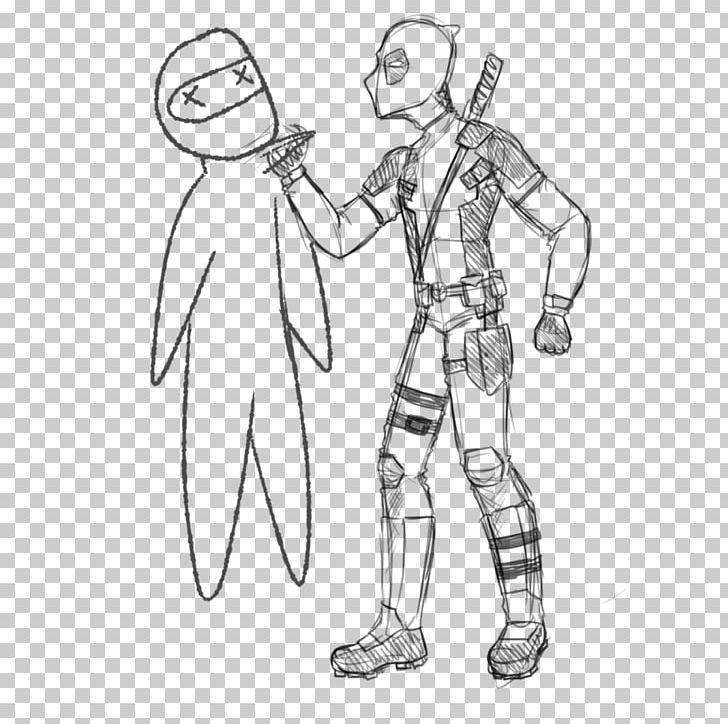 Drawing Line Art Deadpool Sketch PNG, Clipart, Angle, Arm, Artwork, Black And White, Cartoon Free PNG Download