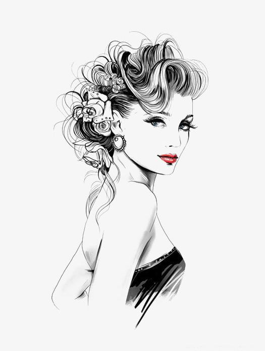 Fashion Elegant Woman PNG, Clipart, Black, Black And White, Curls, Elegant, Elegant Clipart Free PNG Download