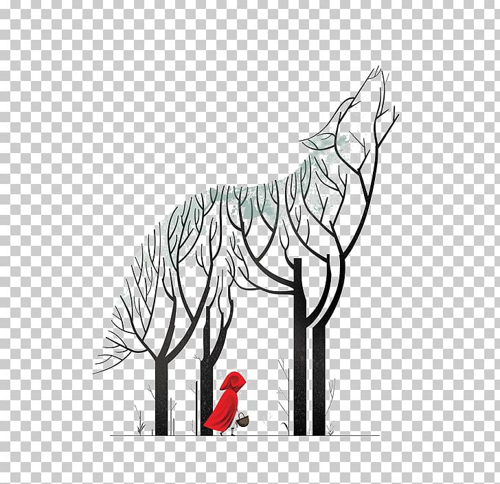 Little Red Riding Hood Gray Wolf Photography Illustration PNG, Clipart, Animals, Black, Branch, Carnivoran, Cat Like Mammal Free PNG Download