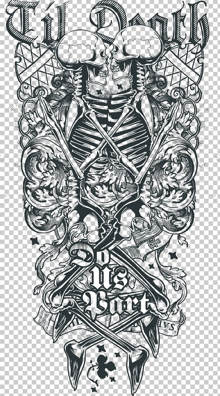 Death Sleeve Tattoo Abziehtattoo Human Skull Symbolism PNG, Clipart, Animal Print, Devil, Hand Print, Monochrome, Printed Free PNG Download
