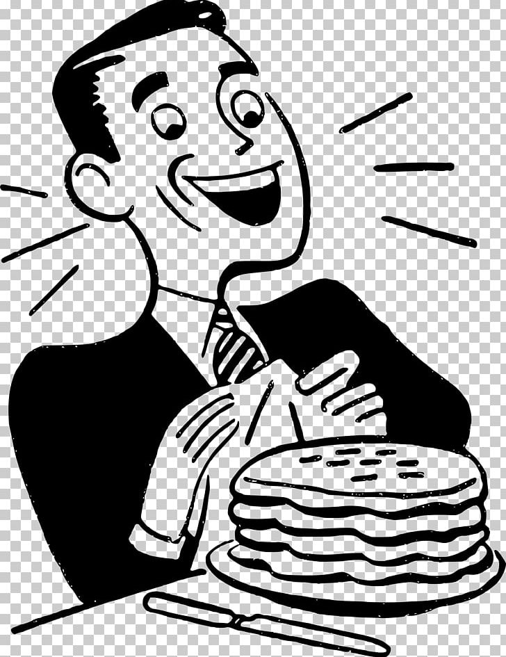 Breakfast Pancake Eating PNG, Clipart, Artwork, Black, Black And White, Breakfast, Cartoon Free PNG Download