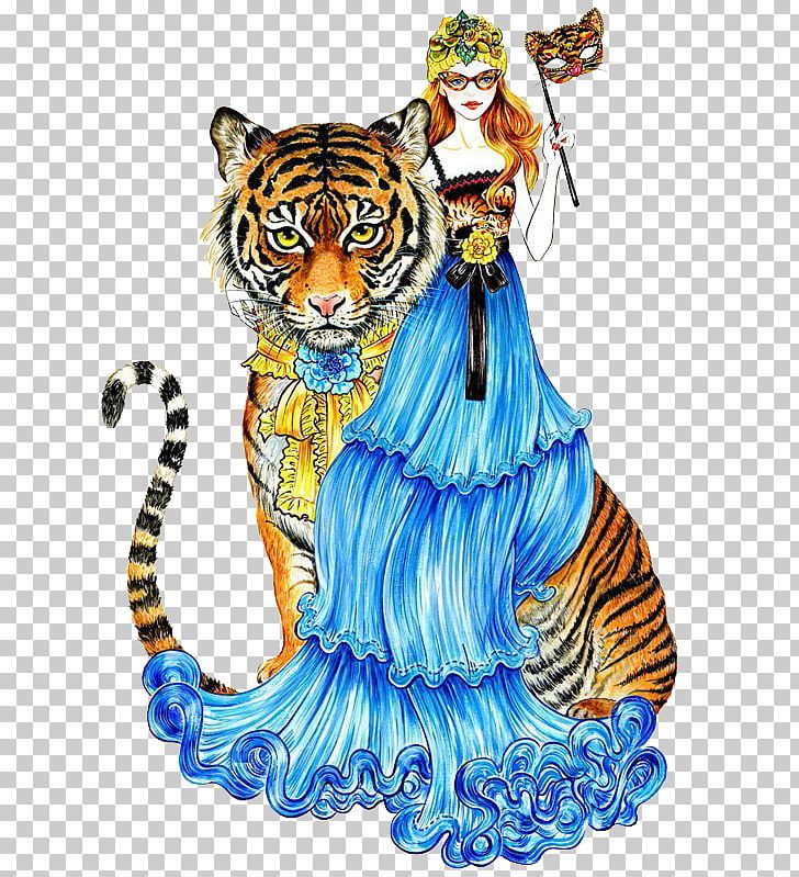 Fashion Illustration Drawing Beauty Illustration PNG, Clipart, Beast, Beautiful Girl, Big Cats, Blue, Carnivoran Free PNG Download