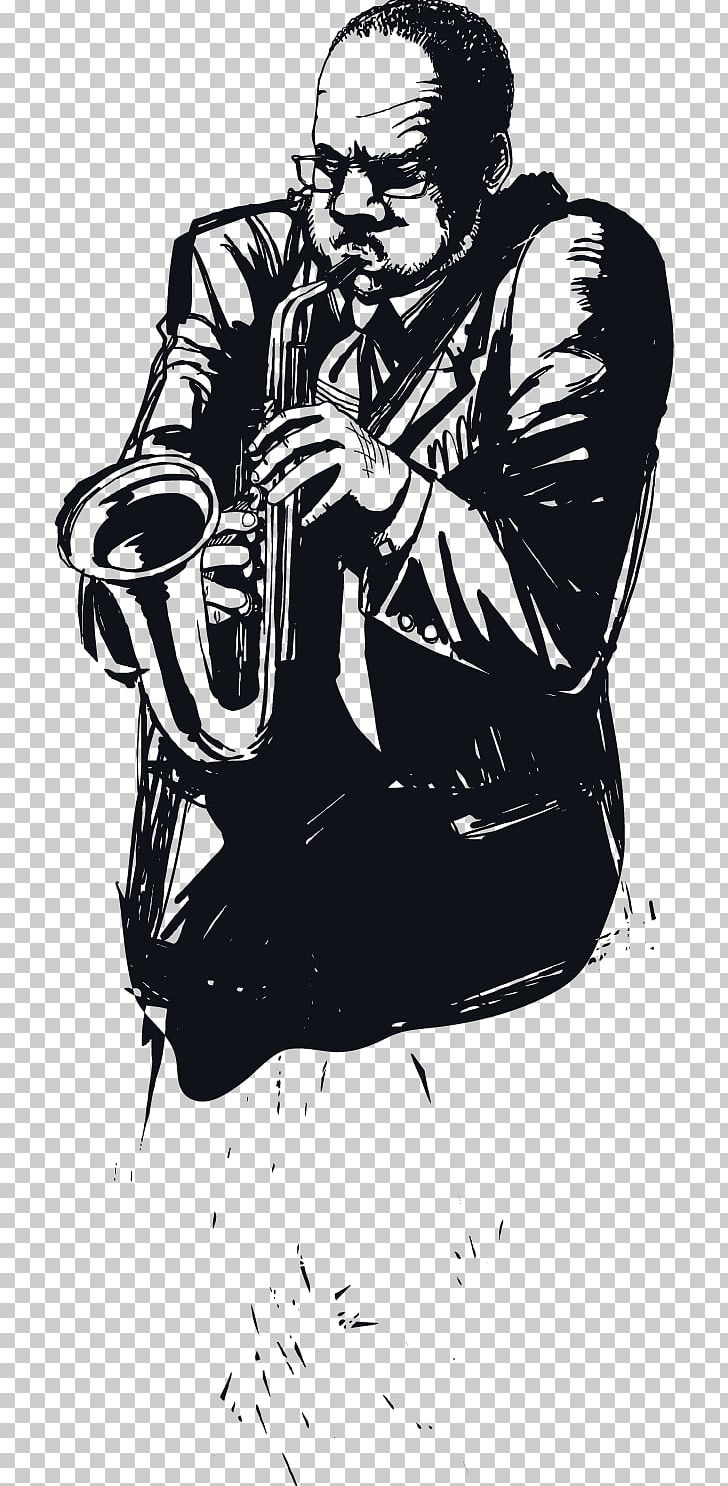 Saxophone Jazz Illustration PNG, Clipart, Angry Man, Art, Black And White, Brass Instrument, Business Man Free PNG Download
