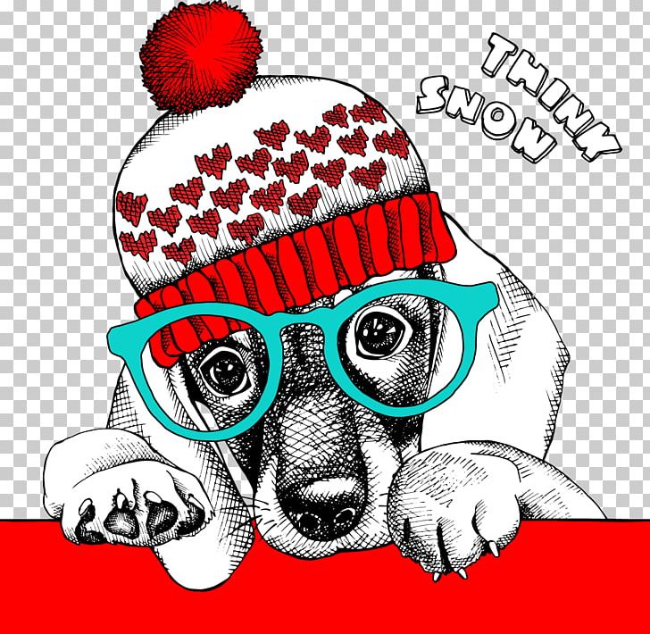 Dog Christmas Cuteness Cartoon PNG, Clipart, Art, Beanie, Black And White, Cap, Chef Hat Free PNG Download