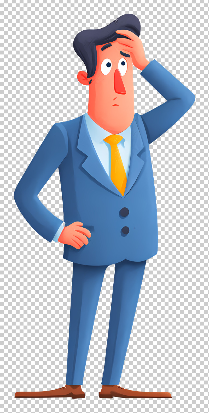 Businessman Feeling Stressed - Confused Businessman Cartoon PNG