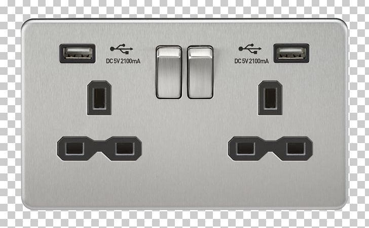 Battery Charger AC Power Plugs And Sockets Electrical Switches Electrical Wires & Cable USB PNG, Clipart, Adapter, Brush, Brushed Metal, Chrome, Consumer Unit Free PNG Download