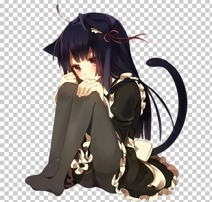Catgirl Anime Black Cat PNG, Clipart, Animals, Anime, Art Book, Black, Black Cat Free PNG Download