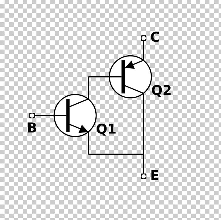 Sziklai Pair Darlington Transistor Electronics Amplifier PNG, Clipart, Angle, Bipolar Junction Transistor, Black And White, Circle, Current Mirror Free PNG Download