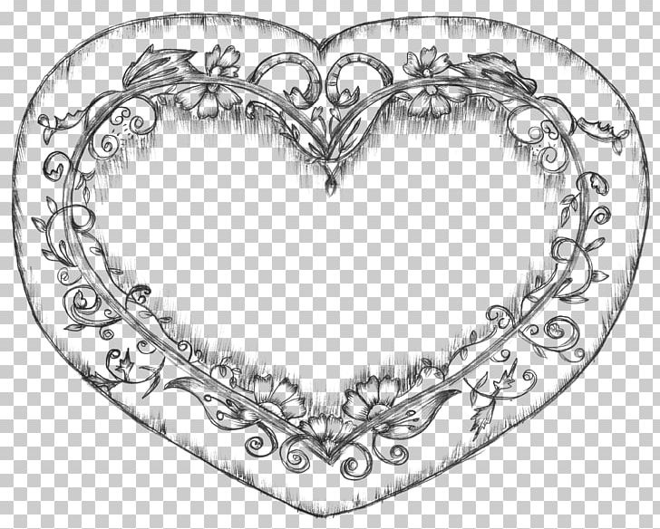 Drawing Heart PNG, Clipart, Black And White, Body Jewelry, Circle, Drawing, Graphic Design Free PNG Download