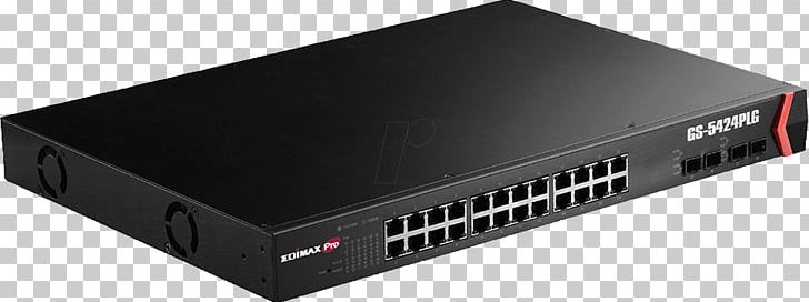 Small Form-factor Pluggable Transceiver Power Over Ethernet Network Switch Gigabit Ethernet Edimax 24-Port Gigabit PoE+ With 4 SFP Slots Web Smart Switch GS-5424PLG PNG, Clipart, 19inch Rack, Audio Receiver, Computer Network, Electronic Device, Electronics Free PNG Download