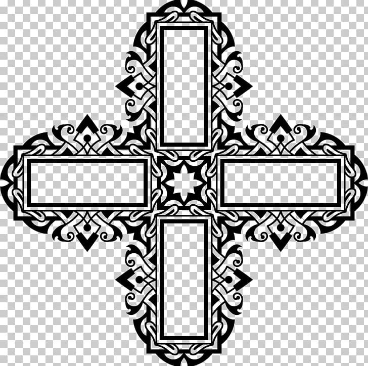 Ornamental Plant Line Art Christian Cross PNG, Clipart, Black, Black And White, Catholic, Christian Cross, Cross Free PNG Download