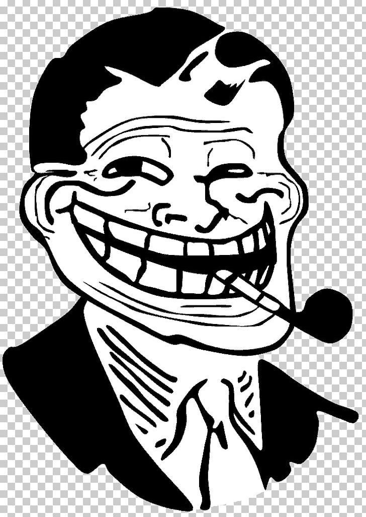 Trollface Rage comic Internet troll Internet meme, meme, face, monochrome,  head png