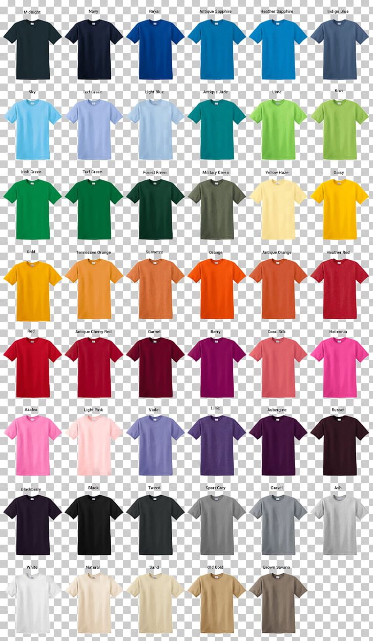 T-shirt Gildan Activewear Sleeve Clothing PNG, Clipart, Clothing, Clothing Sizes, Color, Color Chart, Gildan Activewear Free PNG Download