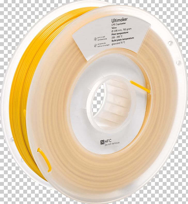 Ultimaker 3D Printing Filament Yellow Copolyester PNG, Clipart, 3 D Printer, 3d Computer Graphics, 3d Printing, 3d Printing Filament, 750g Free PNG Download