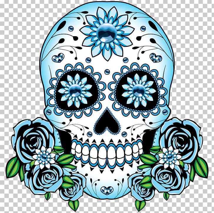 Calavera Skull Blue Day Of The Dead T-shirt PNG, Clipart, Blue, Bone, Calavera, Candy, Circle Free PNG Download