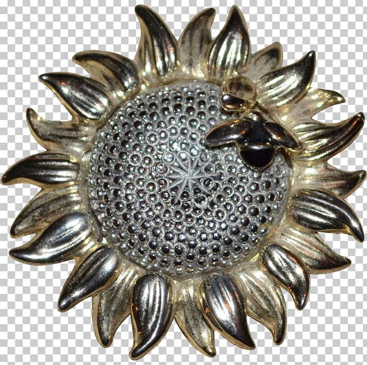 Metal Silver Brooch Jewellery Brass PNG, Clipart, Brass, Brooch, Common Sunflower, Honey Bee, Jewellery Free PNG Download