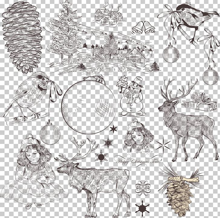 Christmas Drawing PNG, Clipart, Antler, Branch, Christmas Card, Christmas Decoration, Deer Free PNG Download