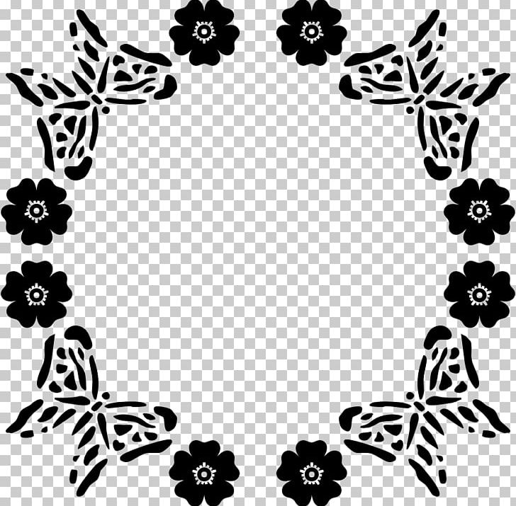 Border Flowers PNG, Clipart, Artwork, Black, Black And White, Border Flowers, Butterfly Free PNG Download