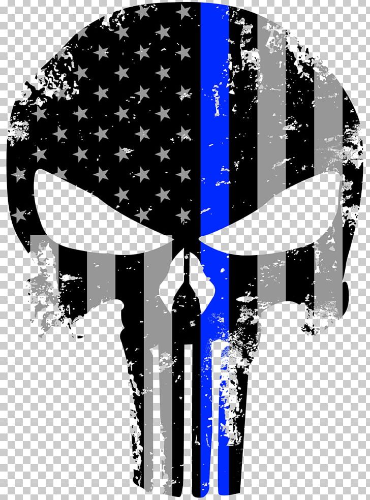 Punisher United States Thin Blue Line Decal Police Officer PNG, Clipart, Black And White, Blue, Decal, Firefighter, Flag Of The United States Free PNG Download