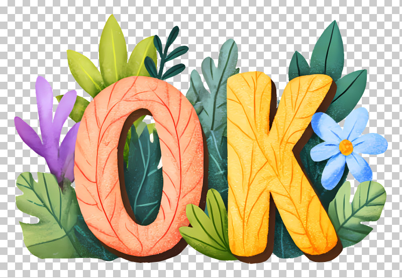 OK Floral Typography PNG