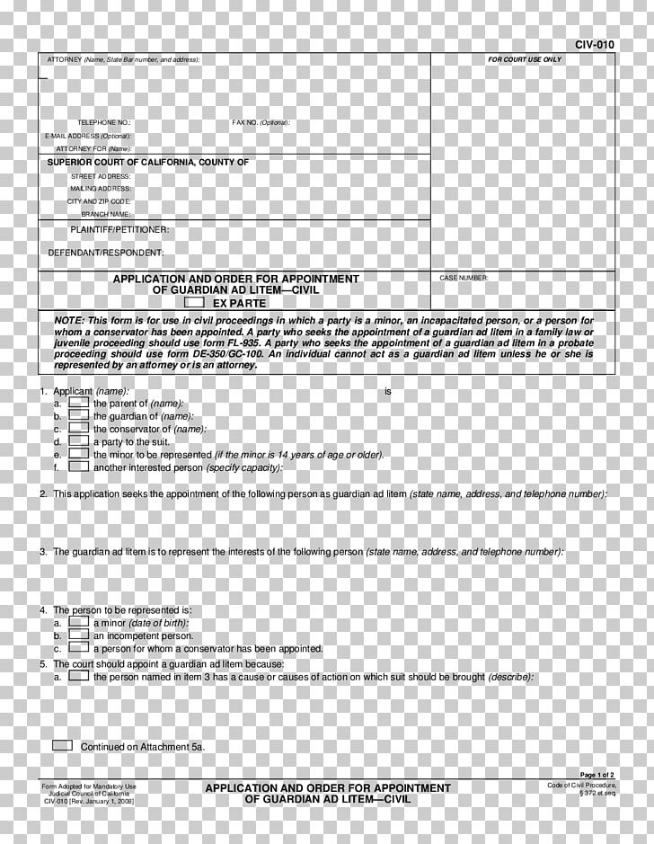 California Document Ad Litem Legal Guardian Court PNG, Clipart, Ad Litem, Angle, Answer, Area, Black And White Free PNG Download