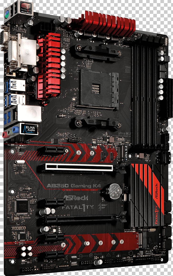 Socket AM4 ASRock Fatal1ty AB350 Gaming K4 AM4 AMD Promontory B350 SATA 6GB/s USB 3.0 HDMI ATX Motherboards PNG, Clipart, Asrock, Computer, Computer Hardware, Electronic Device, Electronics Free PNG Download