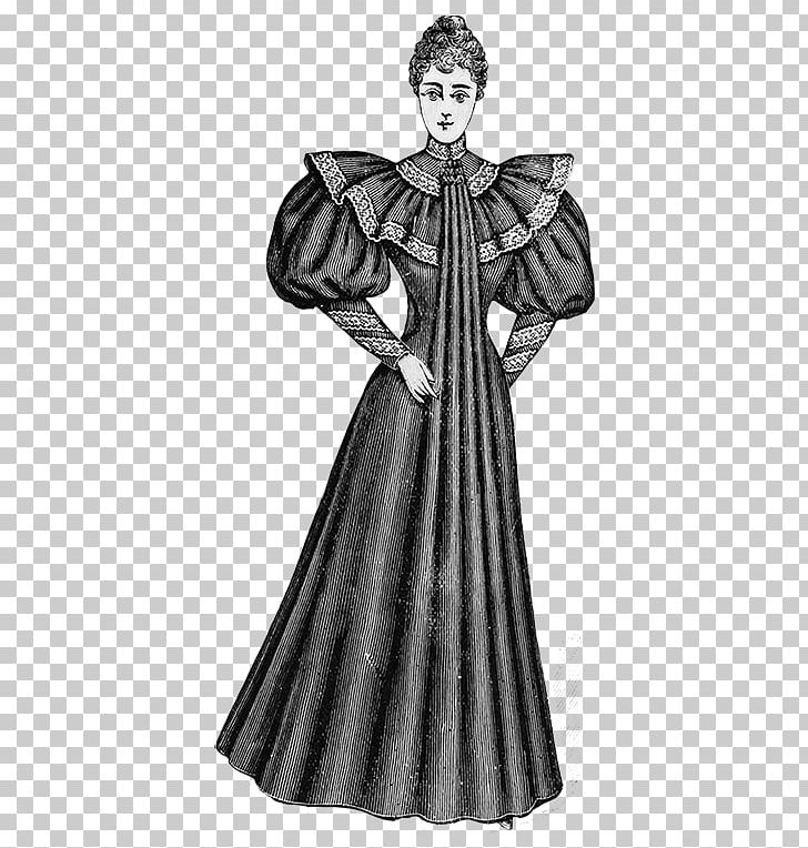 Victorian Era Edwardian Era Victorian Fashion Robe Vintage Clothing PNG, Clipart, Black And White, Clothing, Costume, Costume Design, Day Dress Free PNG Download