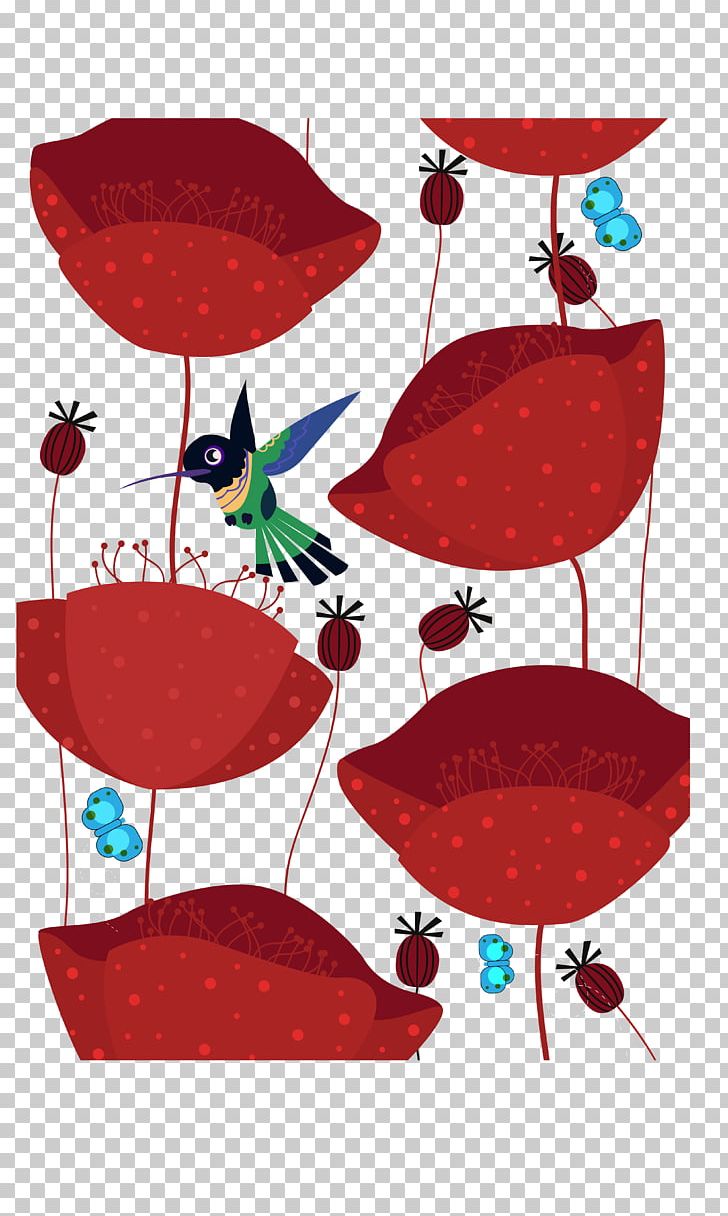 Red Flower Illustration PNG, Clipart, Art, Background Red, Bird, Butterfly, Chair Free PNG Download