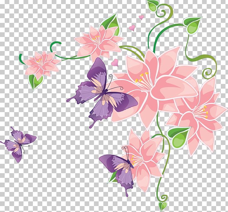 butterfly flowers clipart