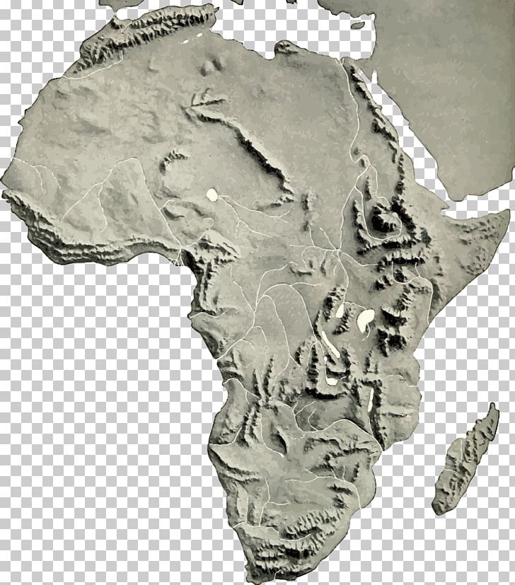 Africa Terrain Raised-relief Map Reliefkarte PNG, Clipart, Africa, Black And White, Geography, Head, Jaw Free PNG Download