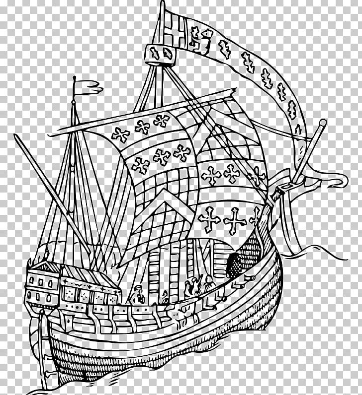 15th Century Sailing Ship Boat PNG, Clipart, 15th Century, Artwork, Black And White, Boat, Caravel Free PNG Download