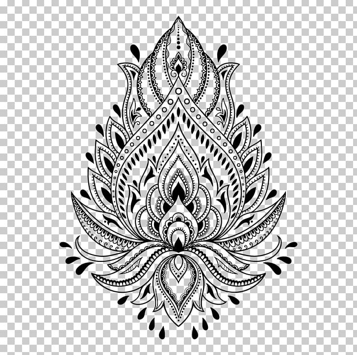 Henna Tattoo Mehndi Stencil Template PNG, Clipart, Art, Black And White, Circle, Flower, Henna Free PNG Download