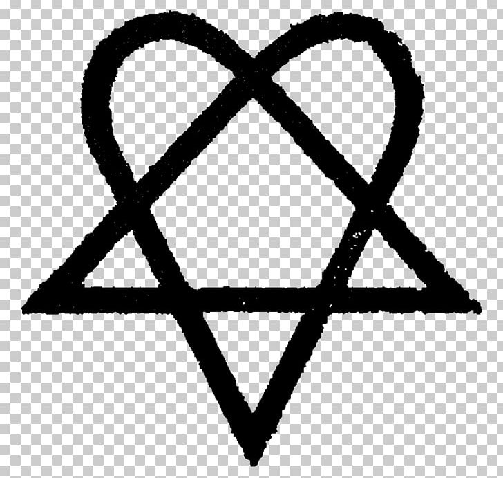 Heartagram HIM Love Metal Music Logo PNG, Clipart, Angle, Area, Art, Black And White, Decal Free PNG Download