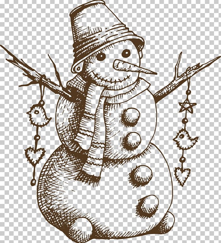 Doodle Sketch Holiday Christmas Snowman Vector Illustration Drawing - Stock  Image - Everypixel